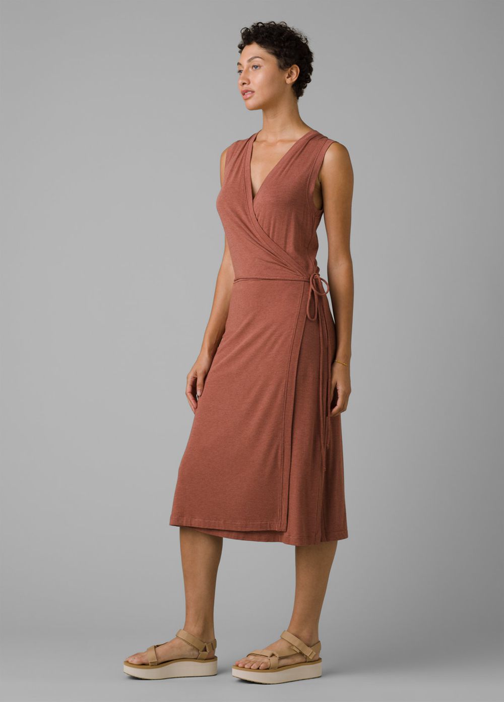 Brown Women's PrAna Foundation Wrap Dresses | 41209-YSMW