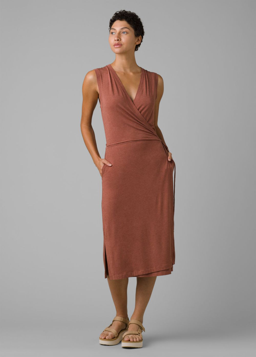 Brown Women\'s PrAna Foundation Wrap Dresses | 41209-YSMW