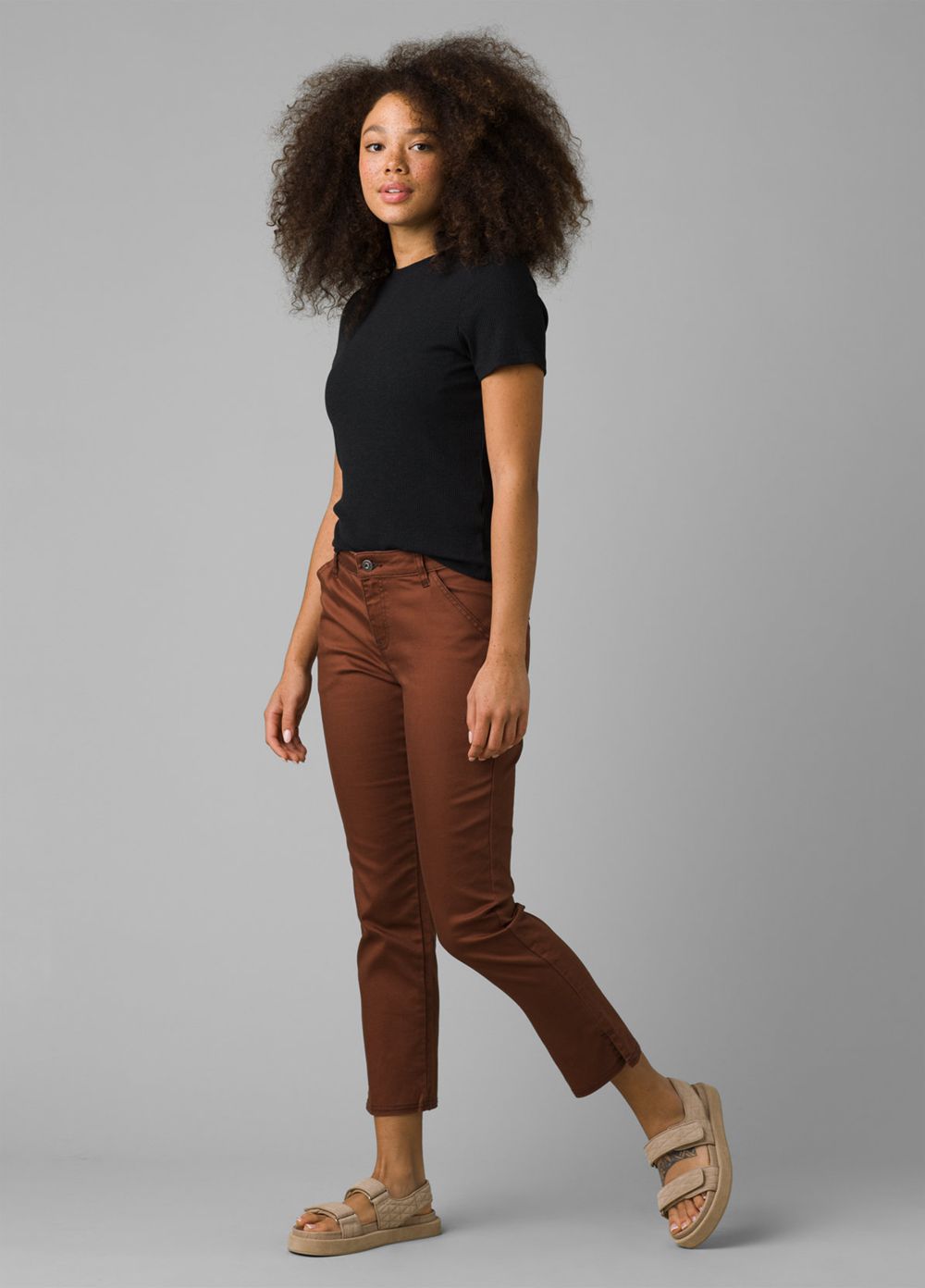 Brown Women's PrAna Kayla Crop Chino Pants | 07652-RJFX