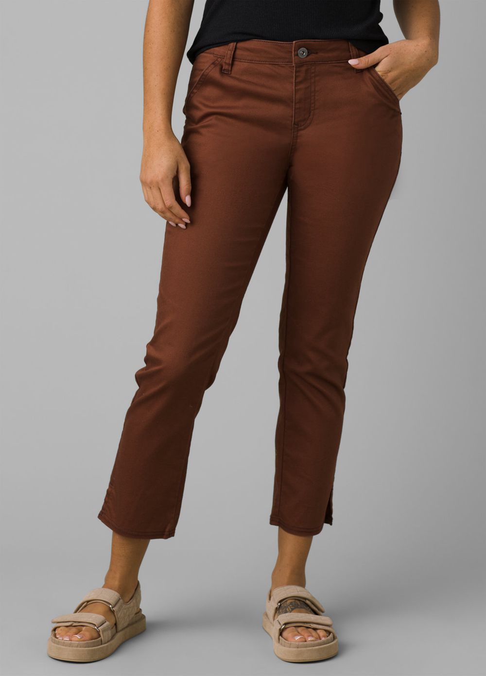 Brown Women\'s PrAna Kayla Crop Chino Pants | 07652-RJFX