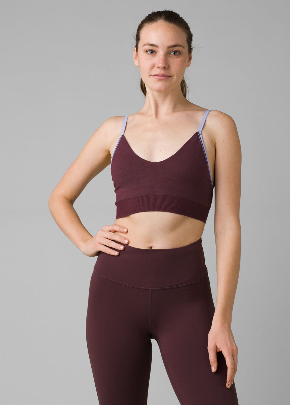 Burgundy Women\'s PrAna Sopra Seamless Bra | 60723-CDME