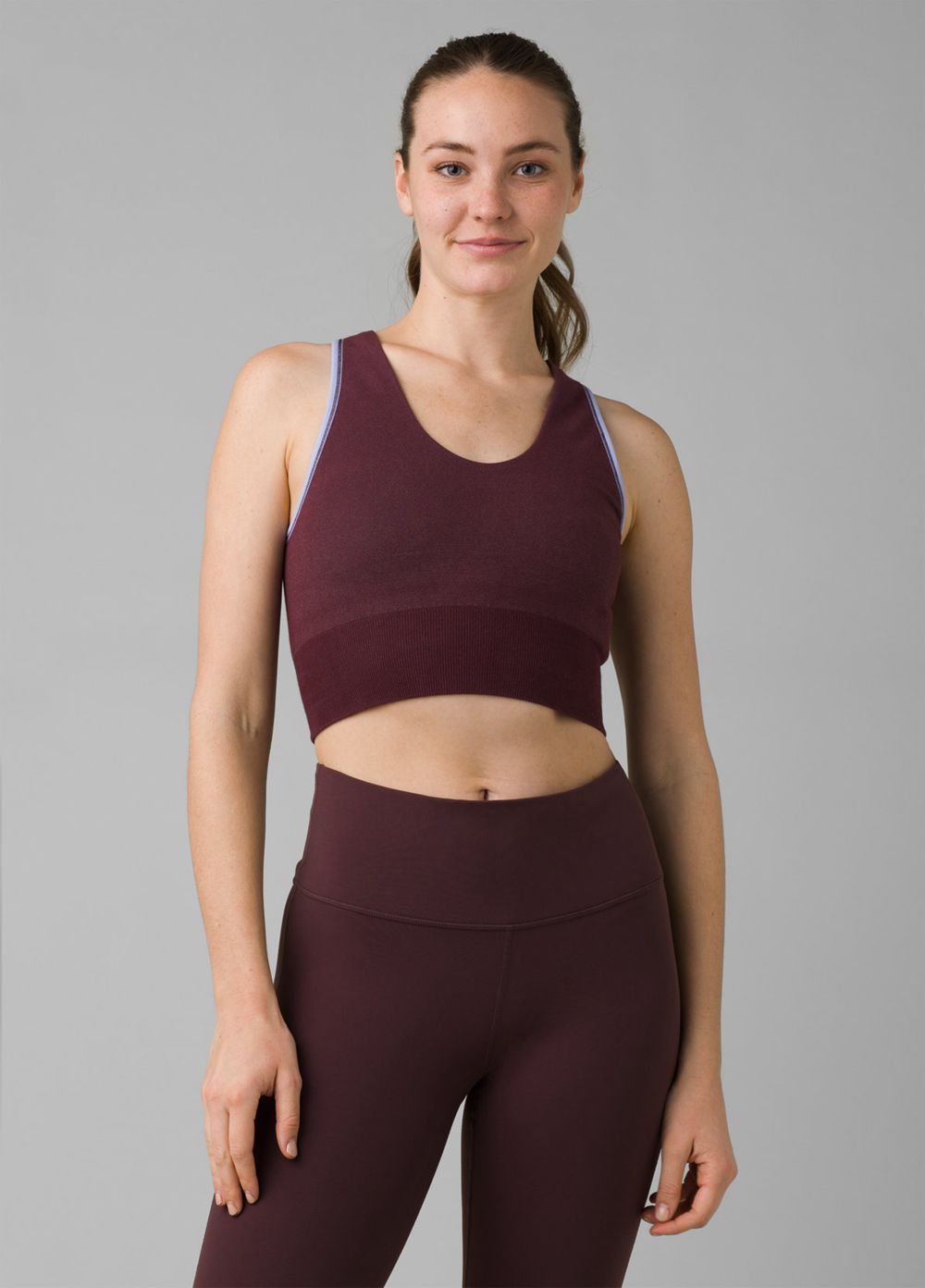 Burgundy Women\'s PrAna Sopra Seamless Crop Bra | 09475-PZMN