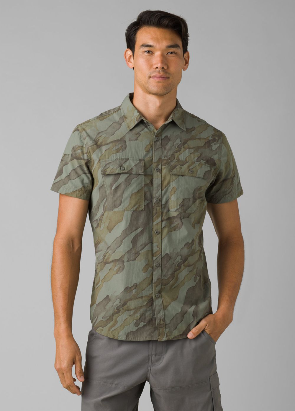 Camouflage Men\'s PrAna Sutherlin Shirts | 97583-VPMF