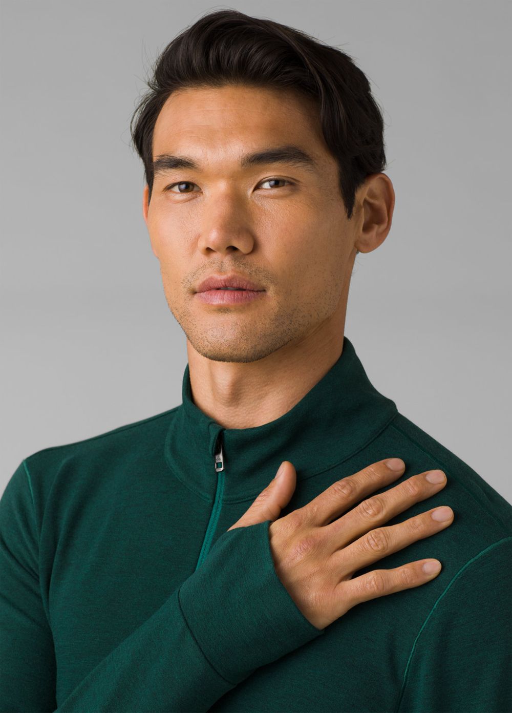 Green Men's PrAna Altitude Tracker 1/4 Zip Sweaters | 28074-CXZN