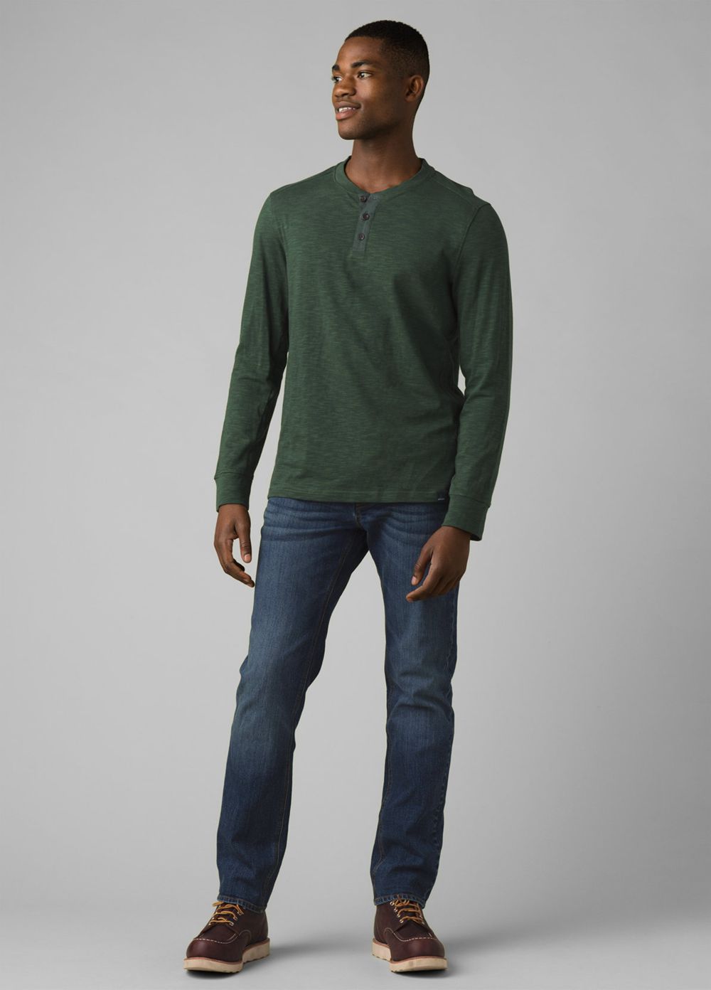 Green Men's PrAna Ronnie Henley Shirts | 47183-GMJP