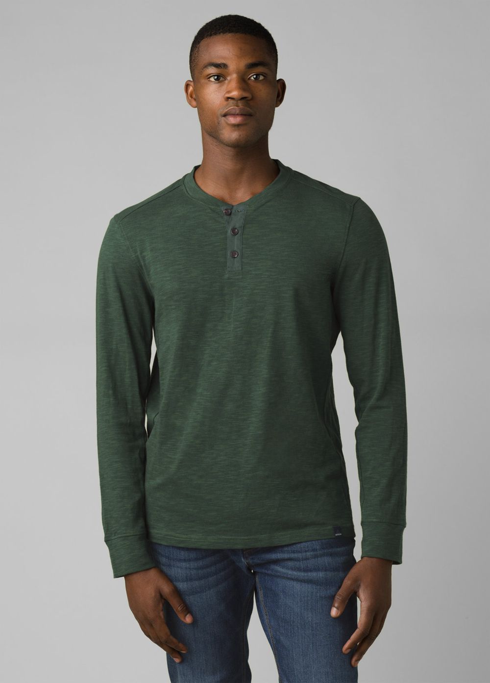 Green Men\'s PrAna Ronnie Henley Shirts | 47183-GMJP