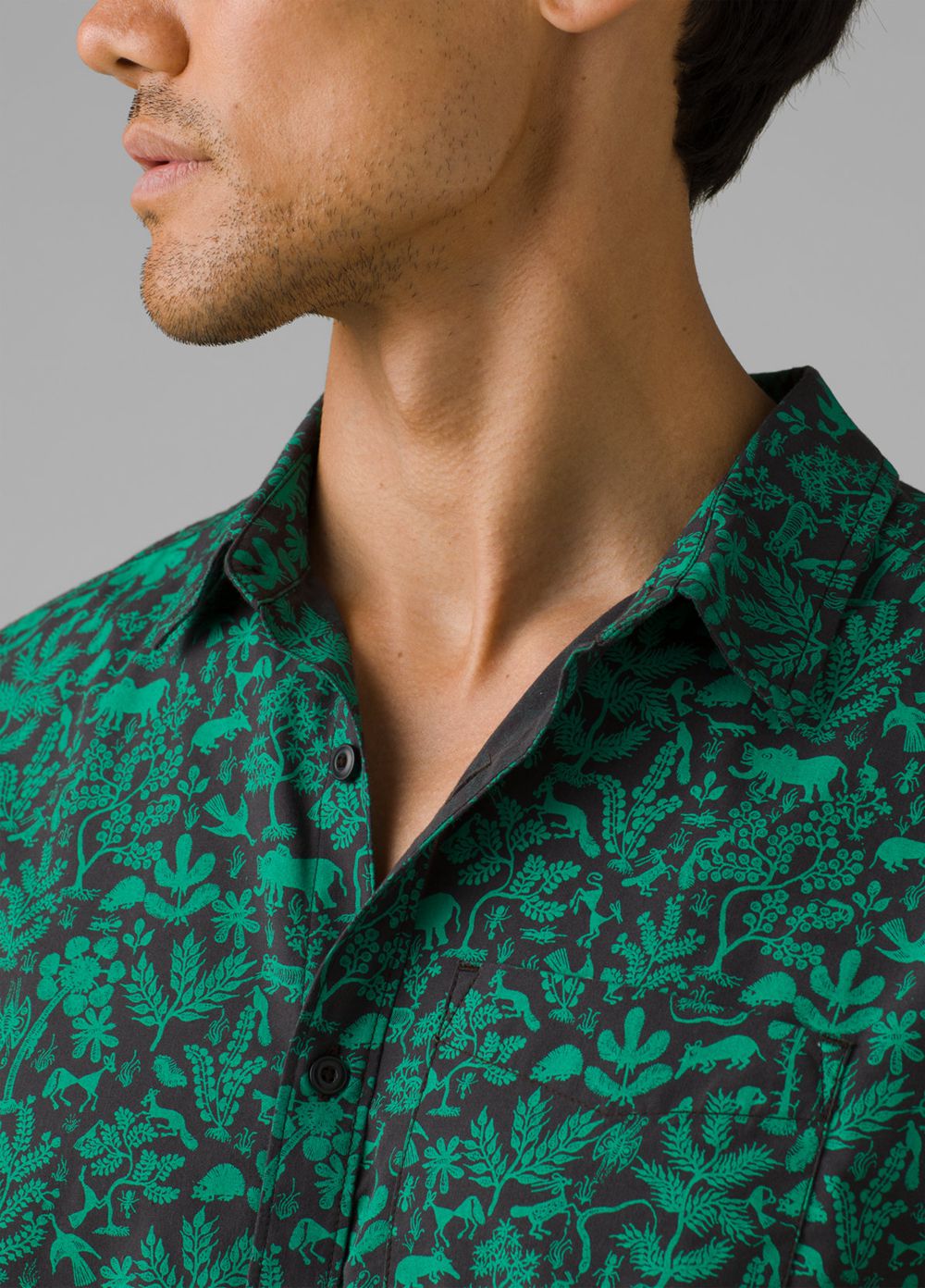 Green Men's PrAna Roots Studio Shirts | 28057-PQOL