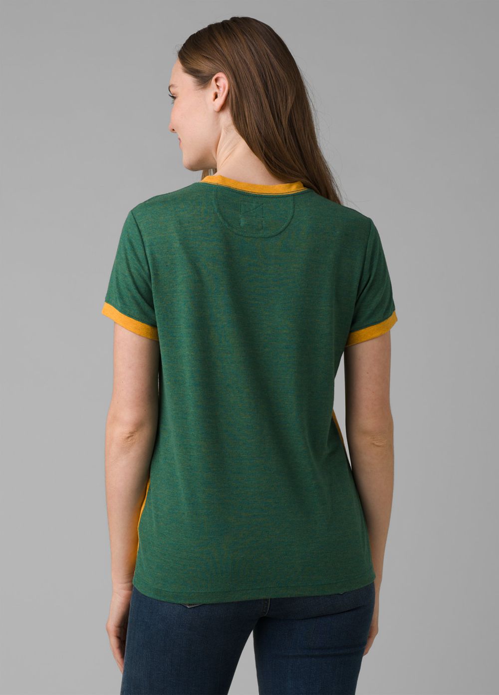 Green Women's PrAna Cozy Up Ringer T-Shirts | 40389-HIXD