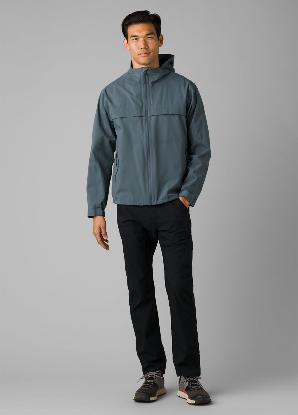 Grey Blue Men's PrAna Friction Rain Jackets | 26594-CZKM