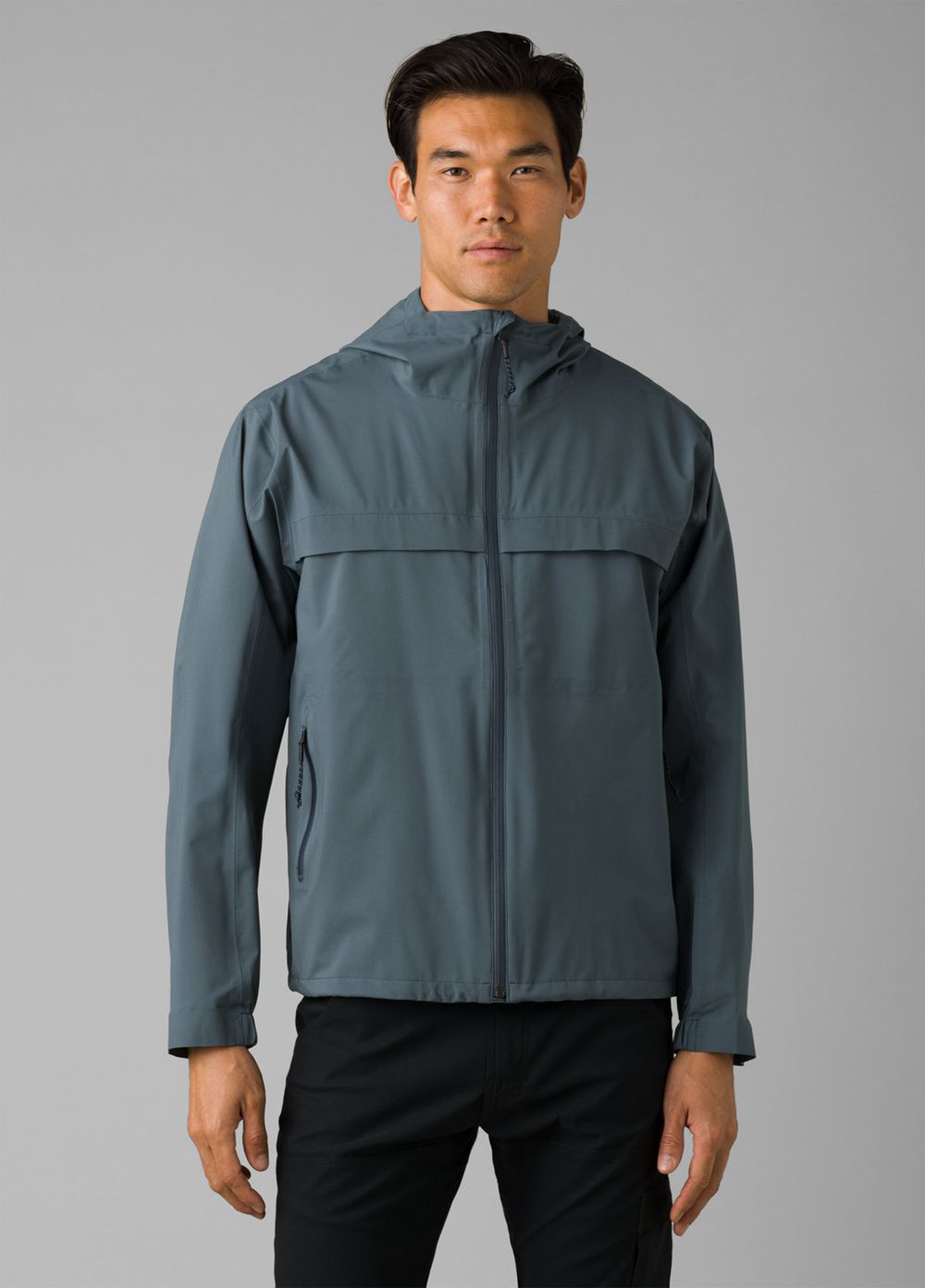 Grey Blue Men\'s PrAna Friction Rain Jackets | 26594-CZKM