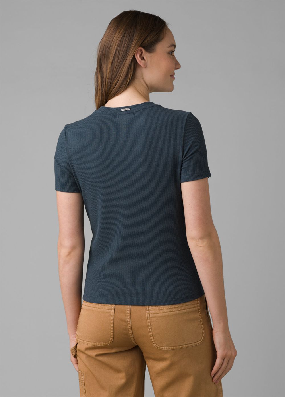 Grey Blue Women's PrAna Foundation Rib T-Shirts | 54291-YXVN