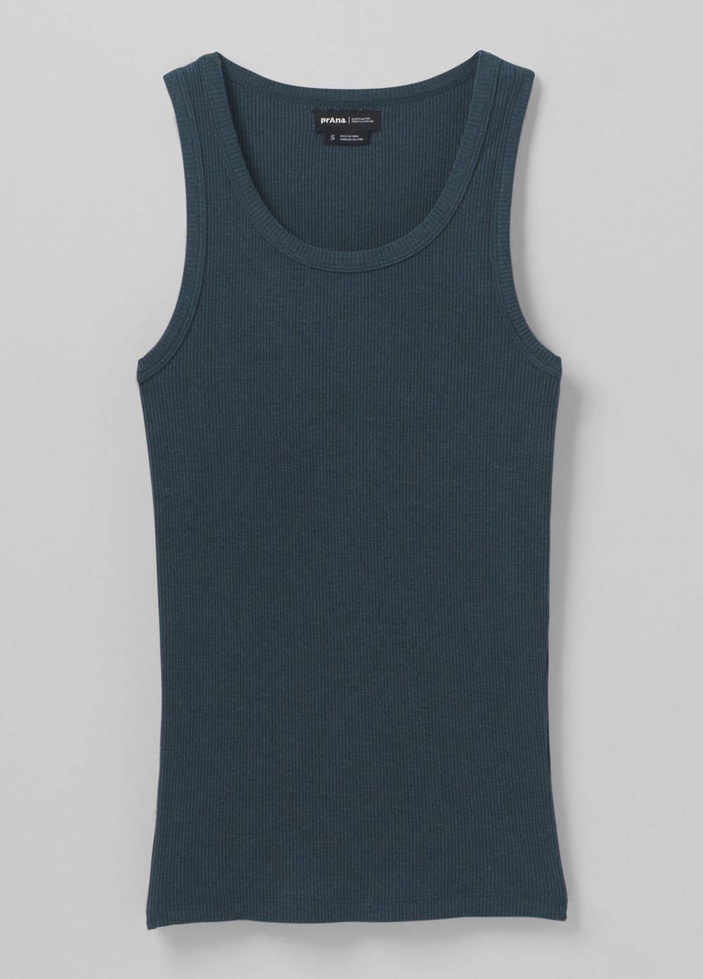 Grey Blue Women's PrAna Foundation Rib Tank Top | 60243-FDNR