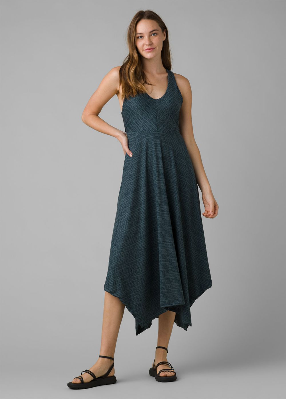 Grey Blue Women\'s PrAna Saxon Dresses | 61230-FXWP