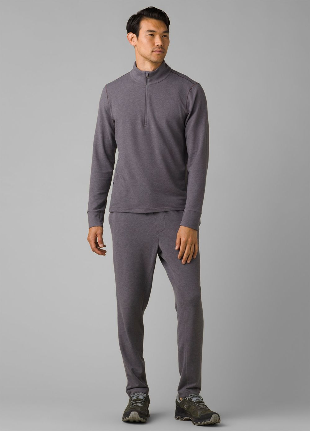 Grey Men's PrAna Altitude Tracker 1/4 Zip Sweaters | 93105-EKXY