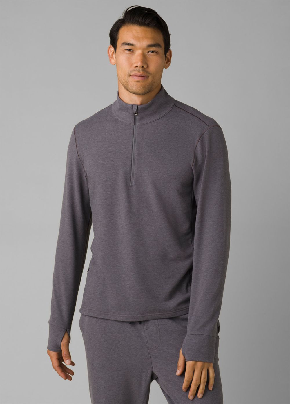 Grey Men\'s PrAna Altitude Tracker 1/4 Zip Sweaters | 93105-EKXY