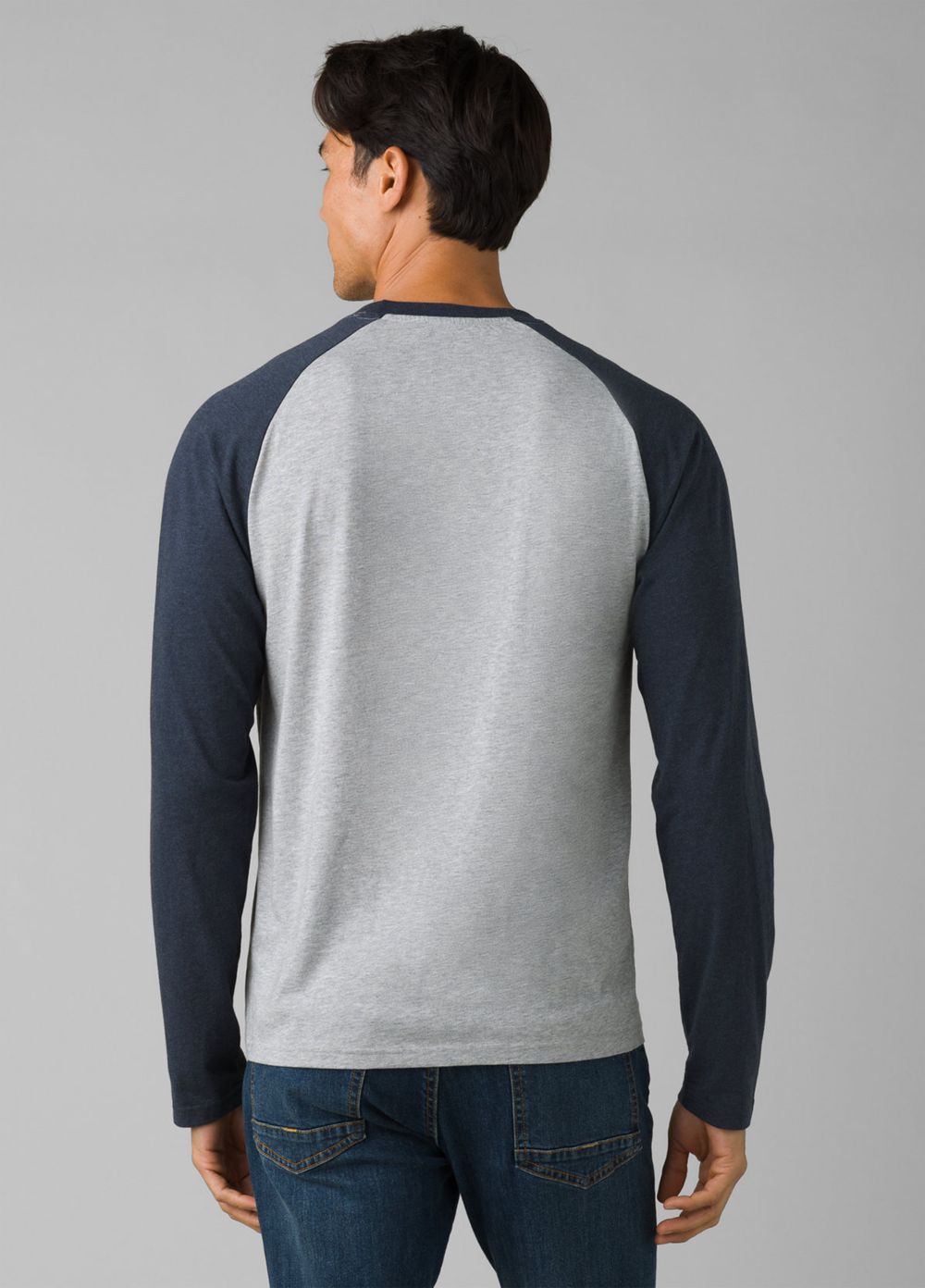 Grey Men's PrAna Baseball Raglan T-Shirts | 45186-PKRS