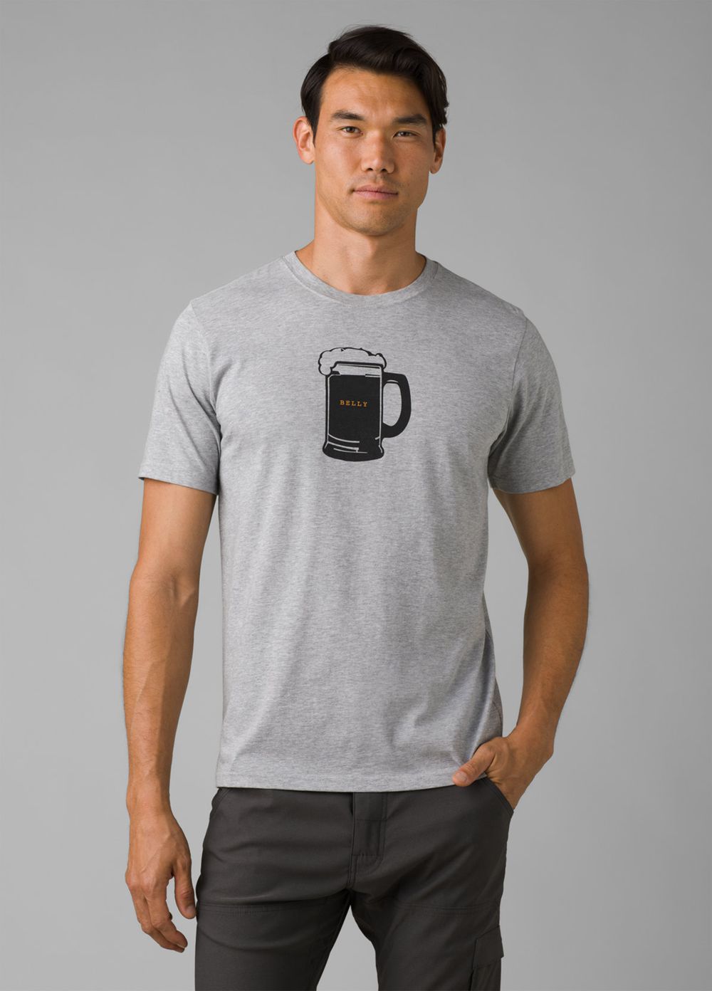 Grey Men\'s PrAna Beer Belly Journeyman T-Shirts | 21059-RLNZ