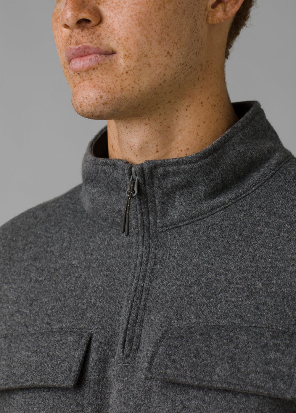 Grey Men's PrAna Brookland 1/4 Zip Sweaters | 71230-OPLW