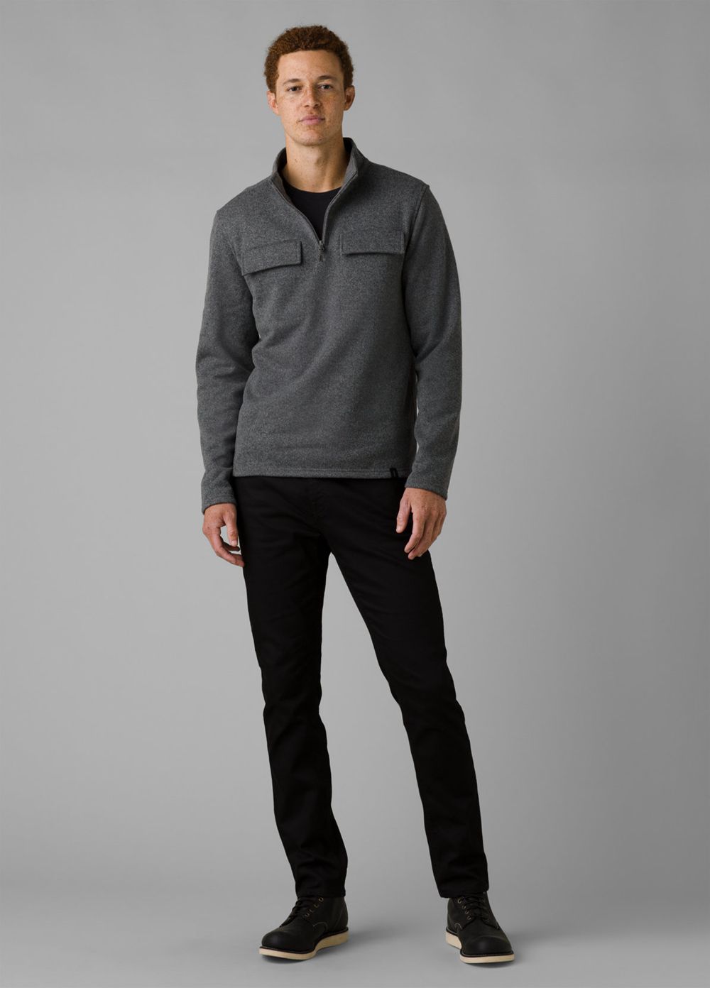 Grey Men's PrAna Brookland 1/4 Zip Sweaters | 71230-OPLW