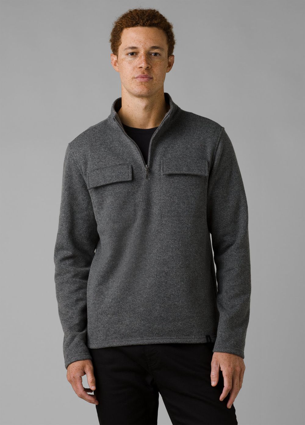 Grey Men\'s PrAna Brookland 1/4 Zip Sweaters | 71230-OPLW