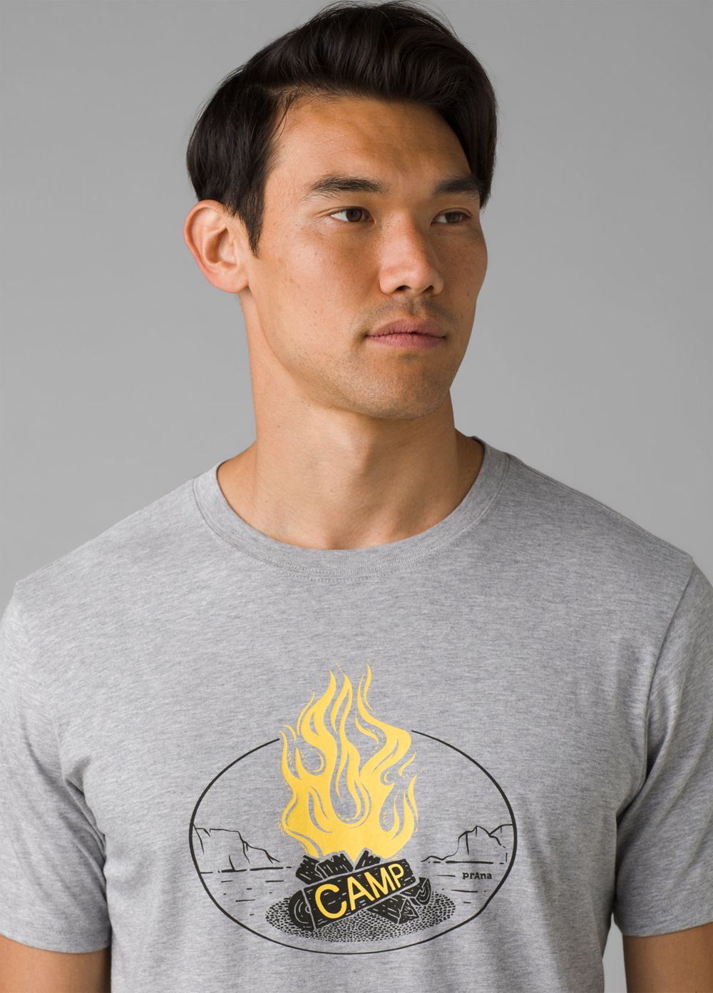 Grey Men's PrAna Camp Fire Journeyman 2 T-Shirts | 78532-XNSR