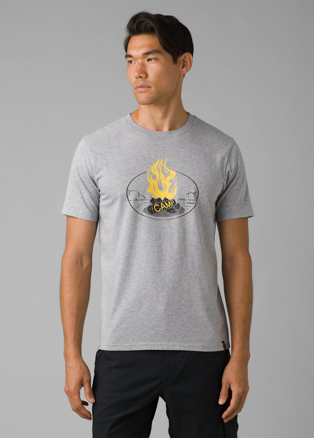 Grey Men\'s PrAna Camp Fire Journeyman 2 T-Shirts | 78532-XNSR