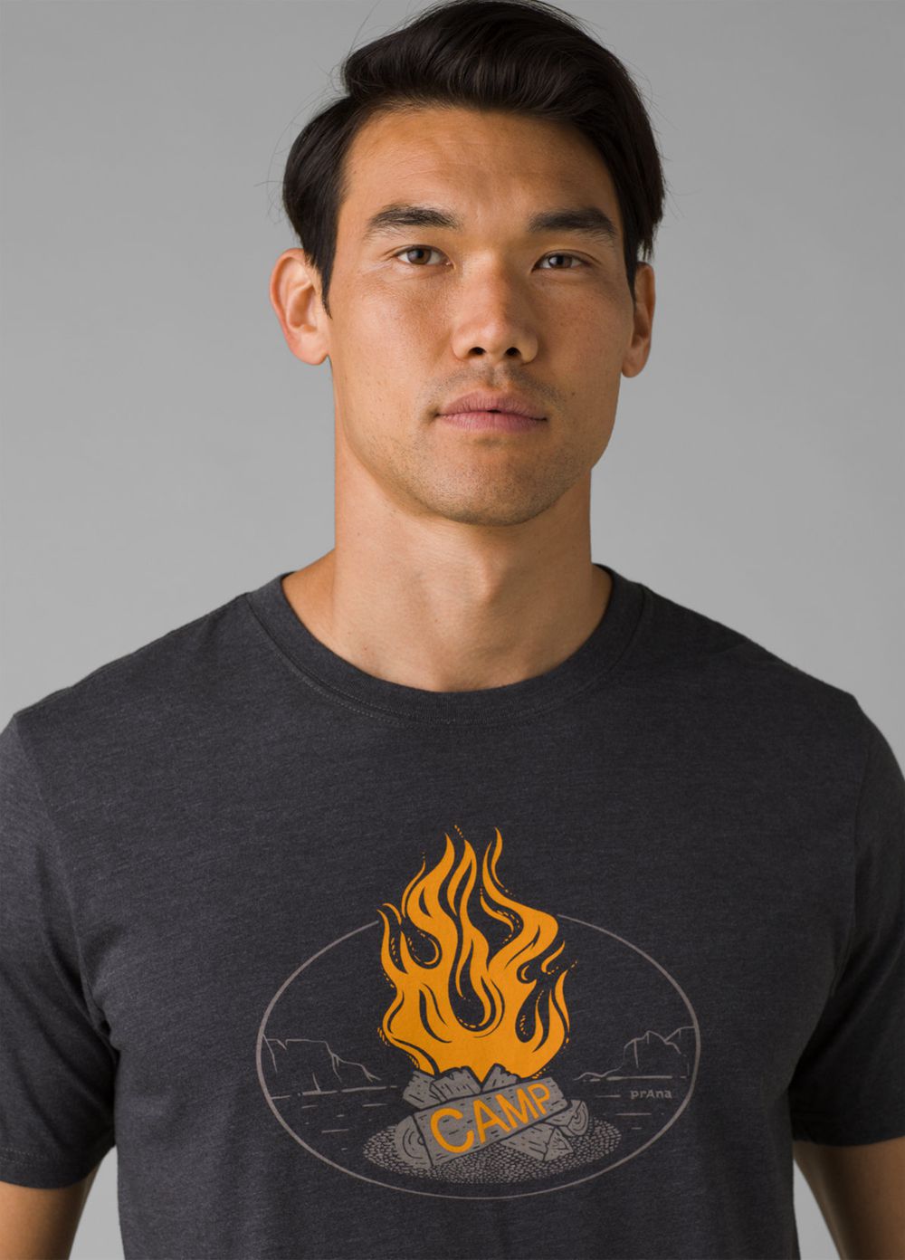 Grey Men's PrAna Camp Fire Journeyman 2 T-Shirts | 83706-FOAE