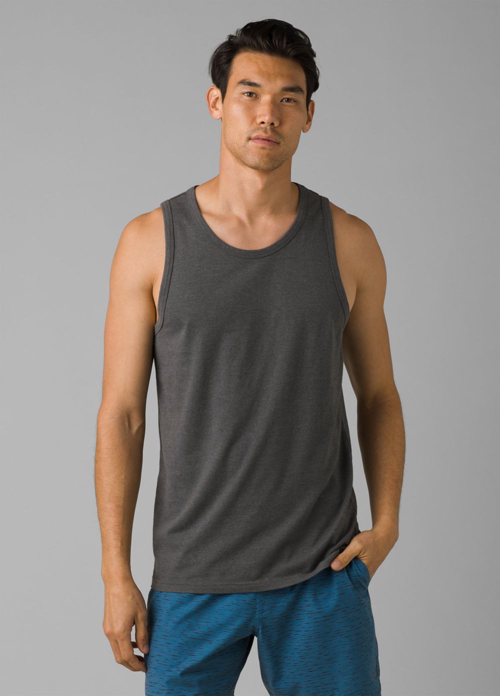 Grey Men\'s PrAna Cotton Tank Top | 93640-NOMY