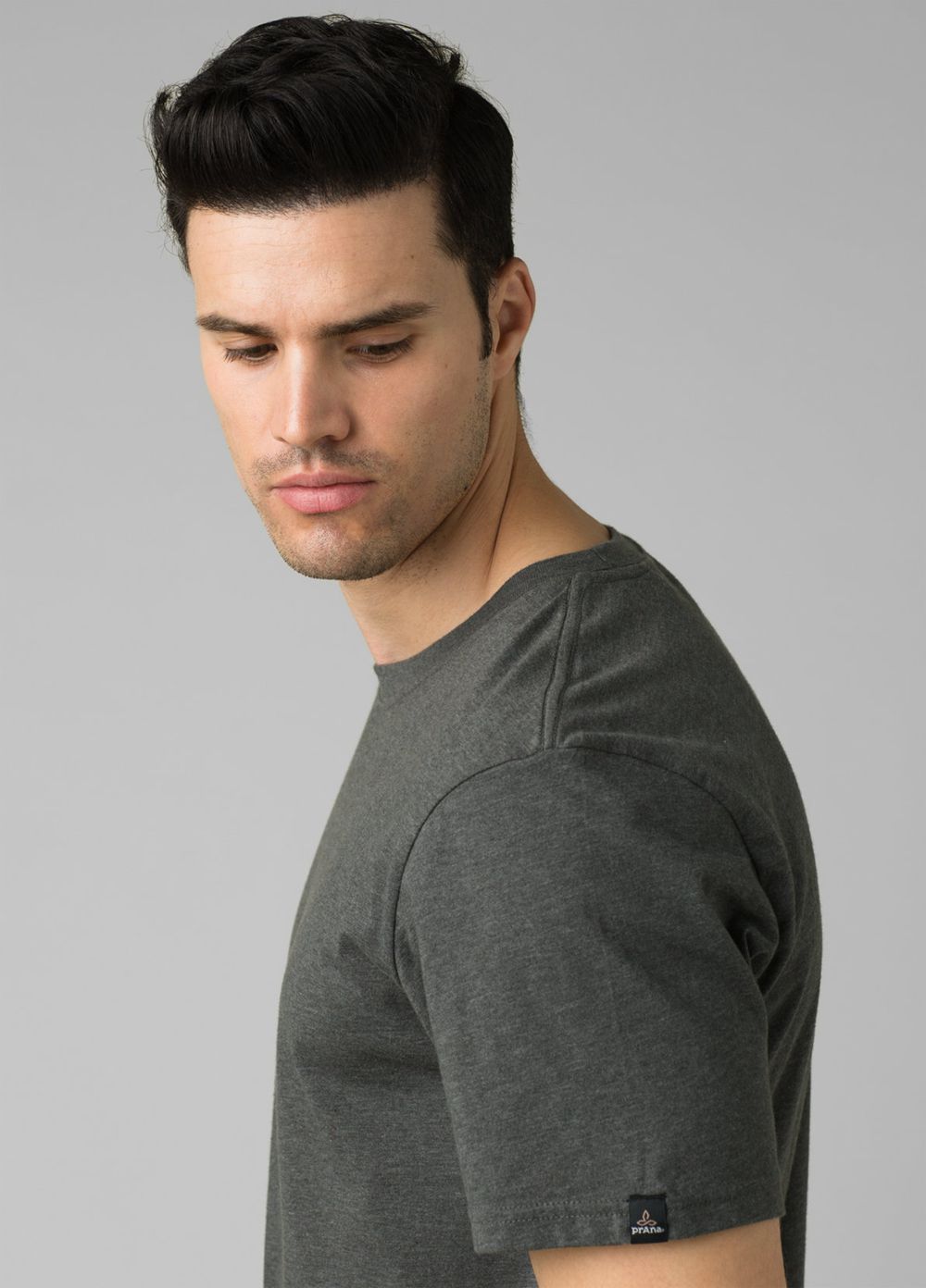 Grey Men's PrAna Crew T-Shirts | 37208-FJWC