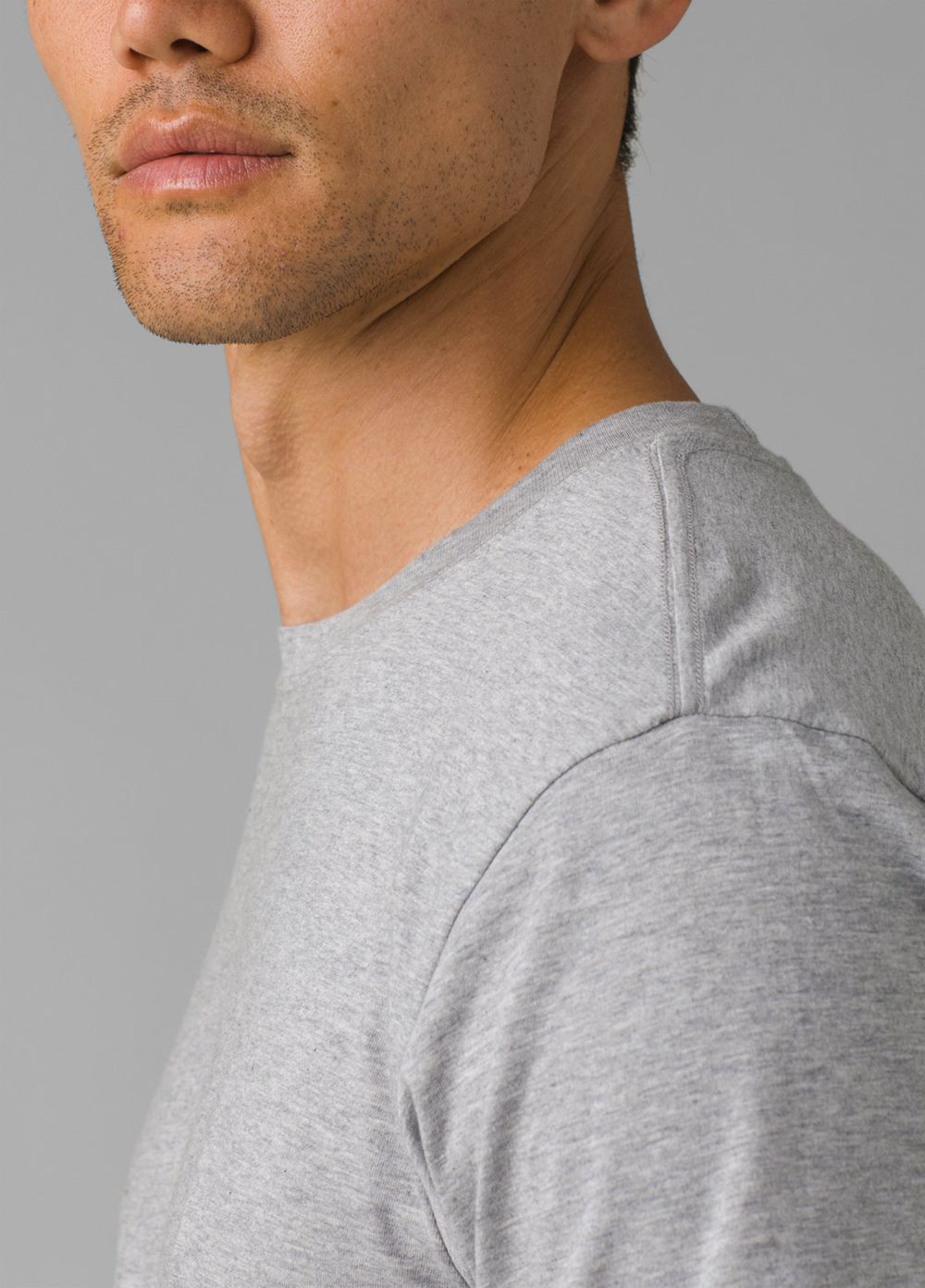 Grey Men's PrAna Crew T-Shirts | 73684-KEVG