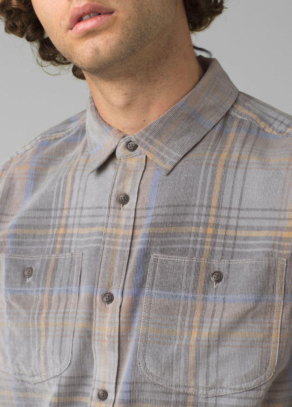 Grey Men's PrAna Dooley Long Sleeve Shirts | 27654-HXQS