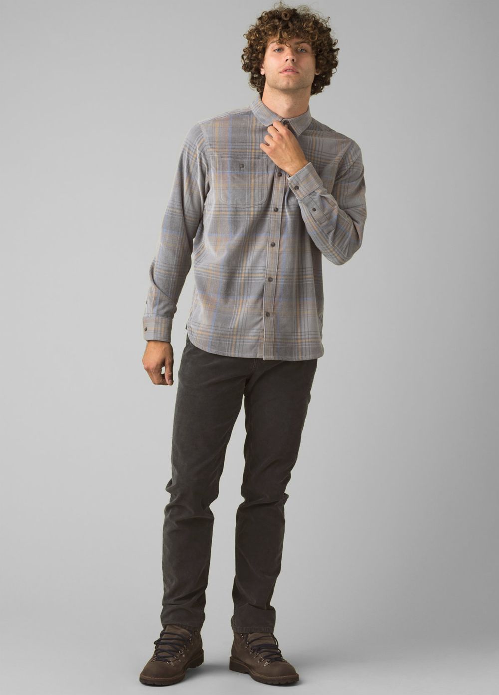 Grey Men's PrAna Dooley Long Sleeve Shirts | 27654-HXQS