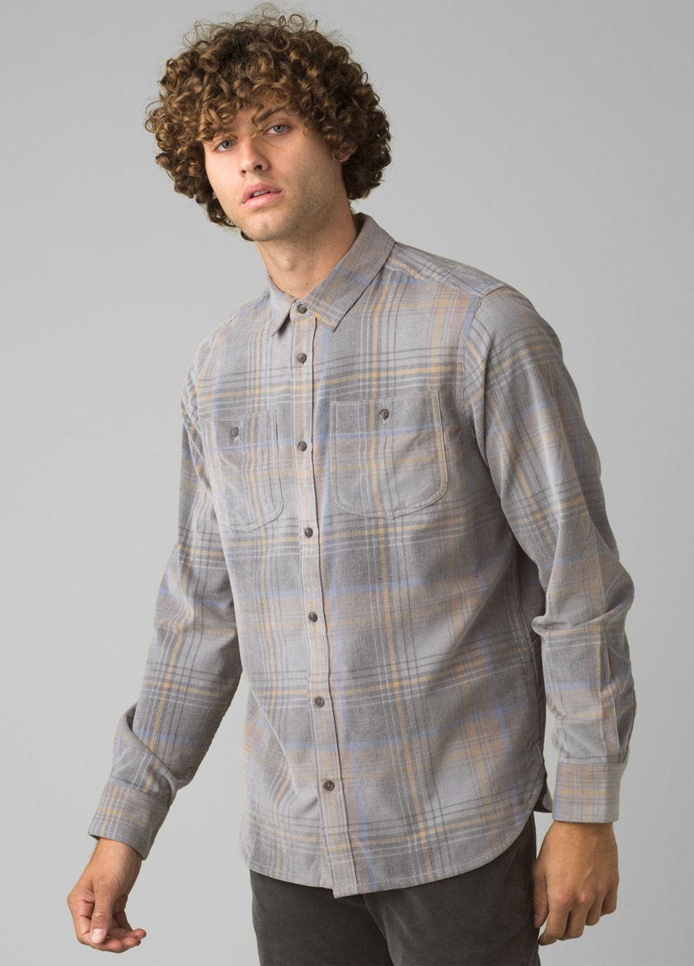 Grey Men\'s PrAna Dooley Long Sleeve Shirts | 27654-HXQS