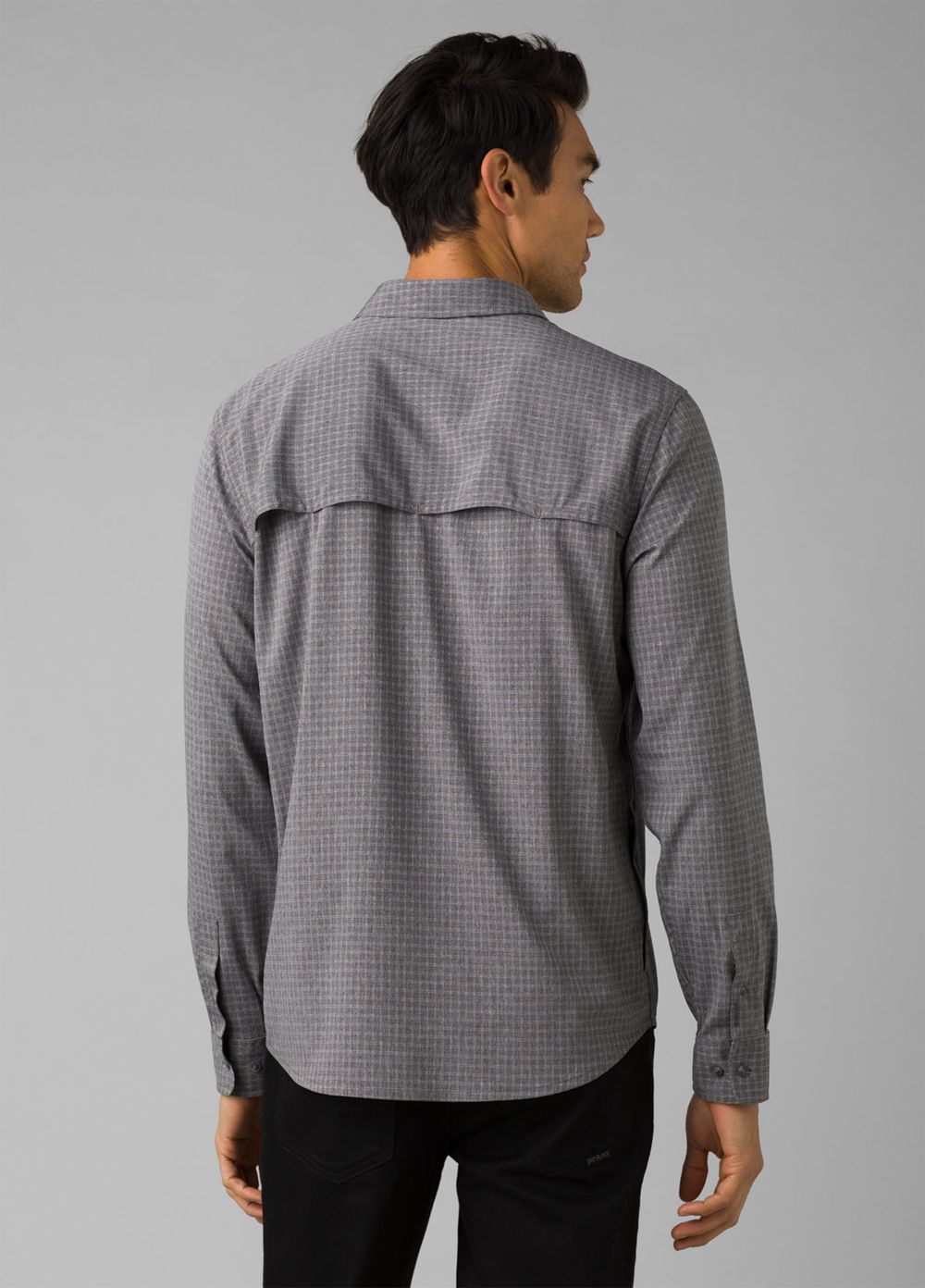 Grey Men's PrAna Garvan Long Sleeve Tall Shirts | 90317-BQJY