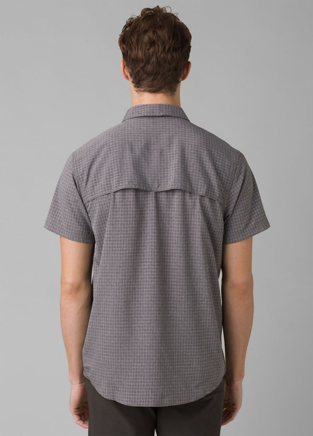 Grey Men's PrAna Garvan Short Sleeve Tall Shirts | 38715-ODHM