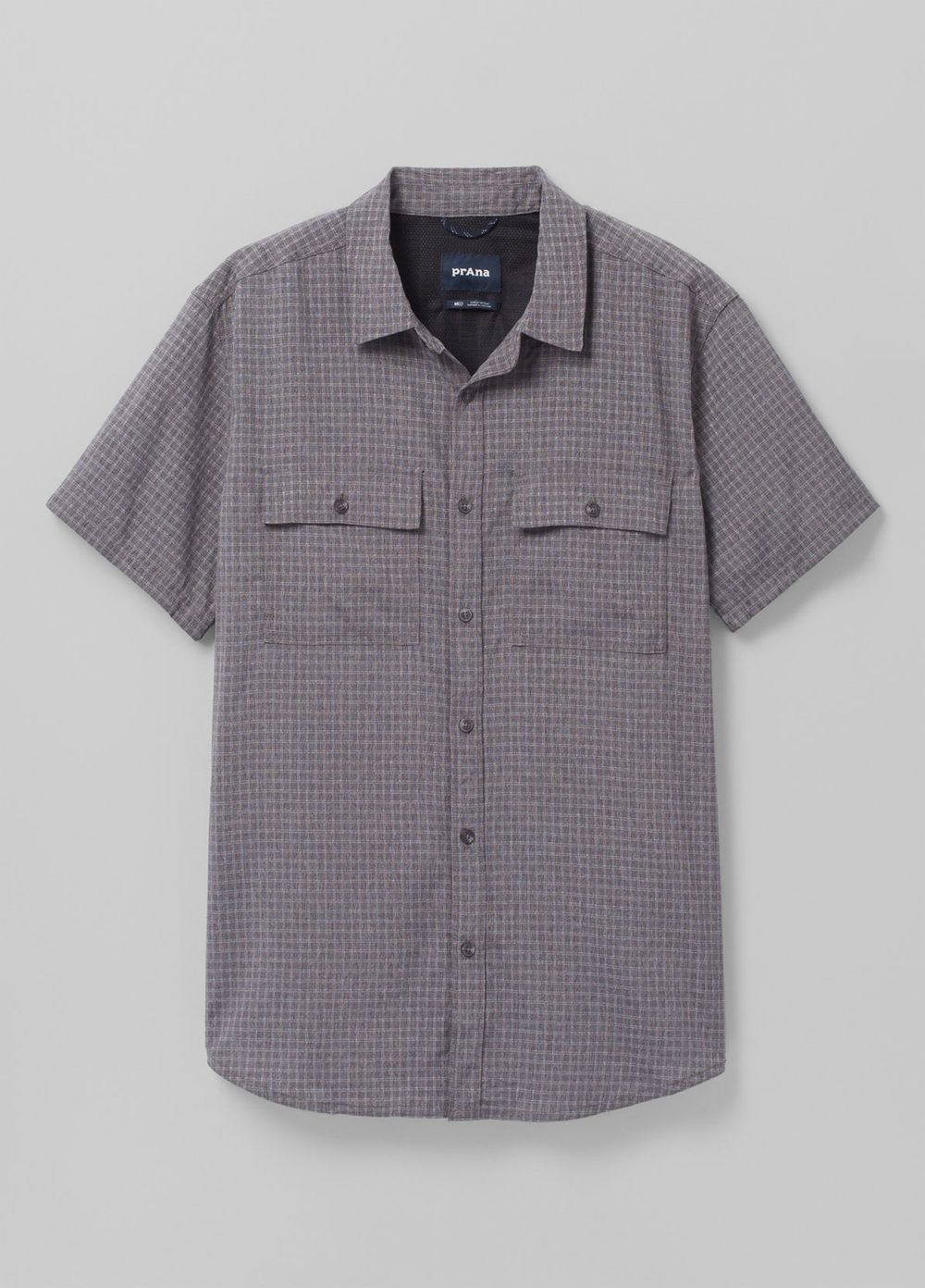 Grey Men's PrAna Garvan Short Sleeve Tall Shirts | 38715-ODHM