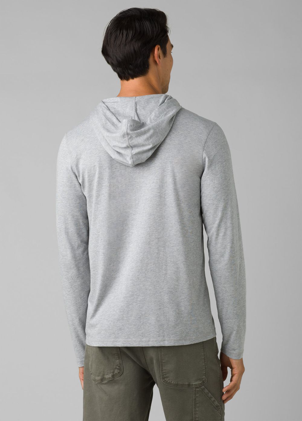 Grey Men's PrAna Hooded T-Shirts | 19605-ZREQ