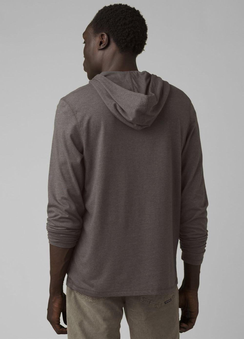 Grey Men's PrAna Hooded T-Shirts | 82756-LNRW