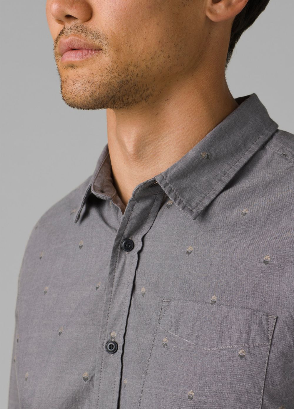 Grey Men's PrAna Lewisville Shirts | 25679-SRPH