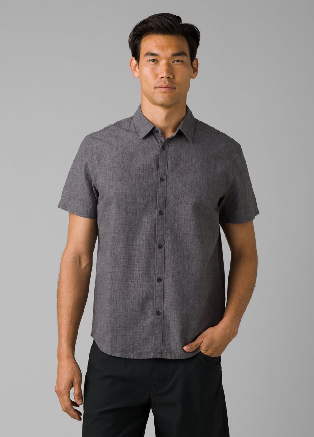 Grey Men\'s PrAna Lindores Shirts | 60743-OFDK