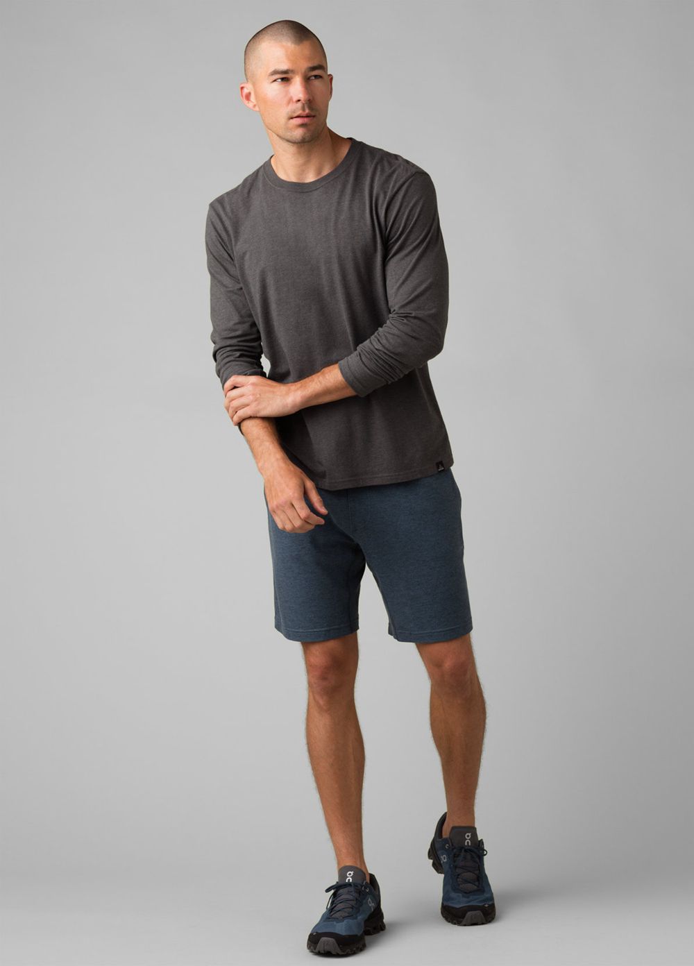 Grey Men's PrAna Long Sleeve T-Shirts | 65890-ENKX