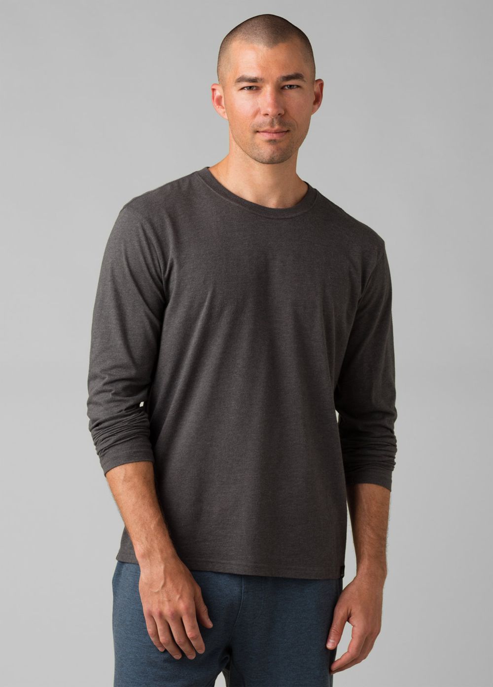 Grey Men\'s PrAna Long Sleeve T-Shirts | 65890-ENKX