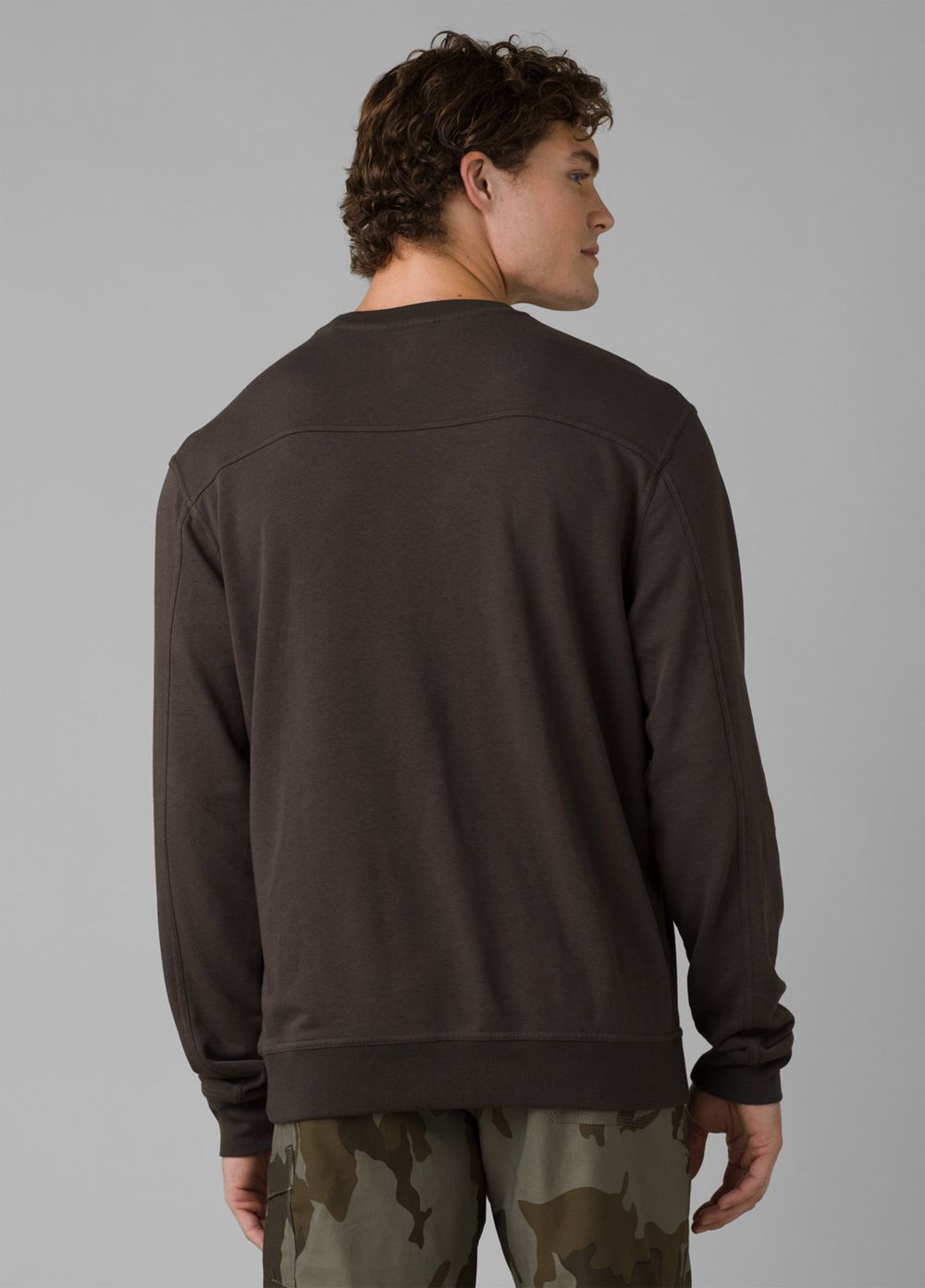 Grey Men's PrAna Patch Pullover Crew T-Shirts | 24567-LVOT