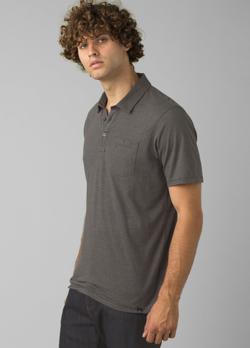 Grey Men\'s PrAna Polo Shirts | 76901-LTIU