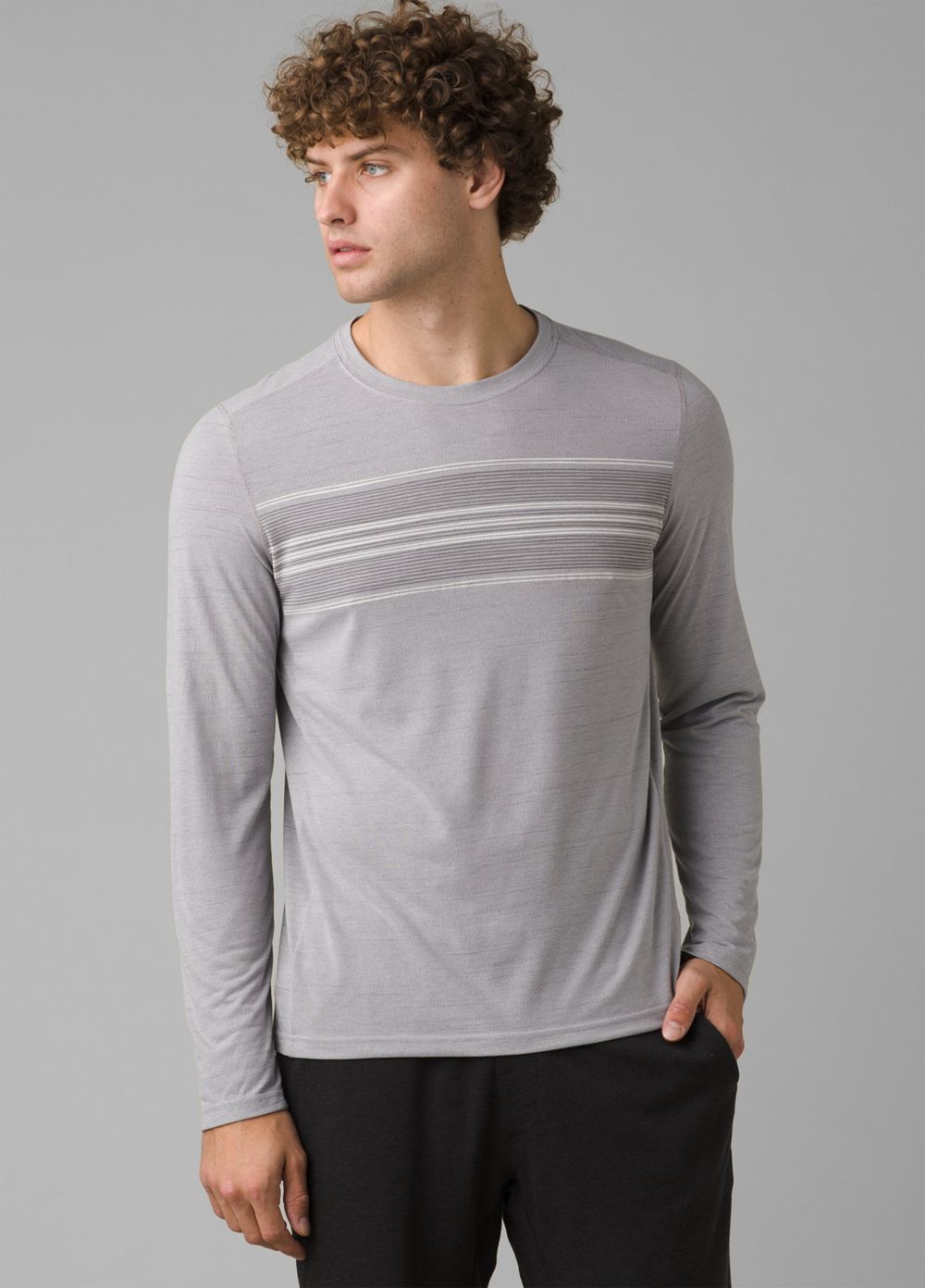 Grey Men\'s PrAna Prospect Heights Graphic Long Sleeve T-Shirts | 06943-BZMW