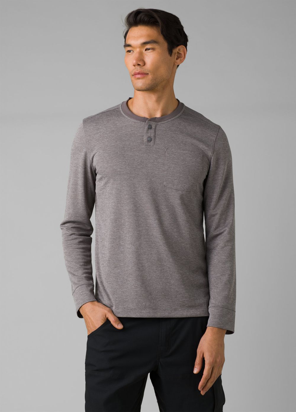 Grey Men\'s PrAna Sol Defender Henley T-Shirts | 83267-UEOY