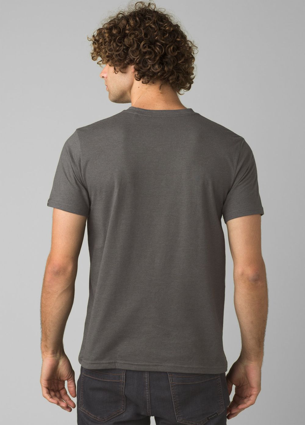 Grey Men's PrAna V-Neck T-Shirts | 25417-SHCD