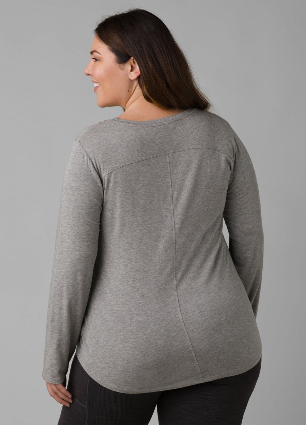 Grey Women's PrAna Foundation Long Sleeve Plus T-Shirts | 46208-TZPN