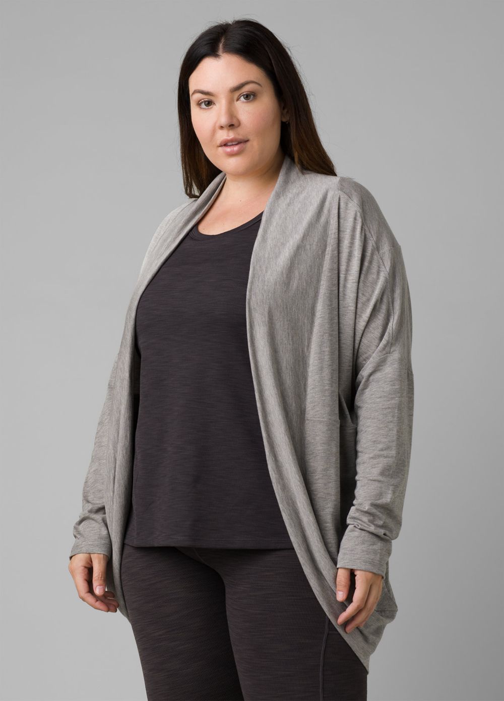 Grey Women\'s PrAna Foundation Munra Wrap Plus Sweaters | 80725-KOTM