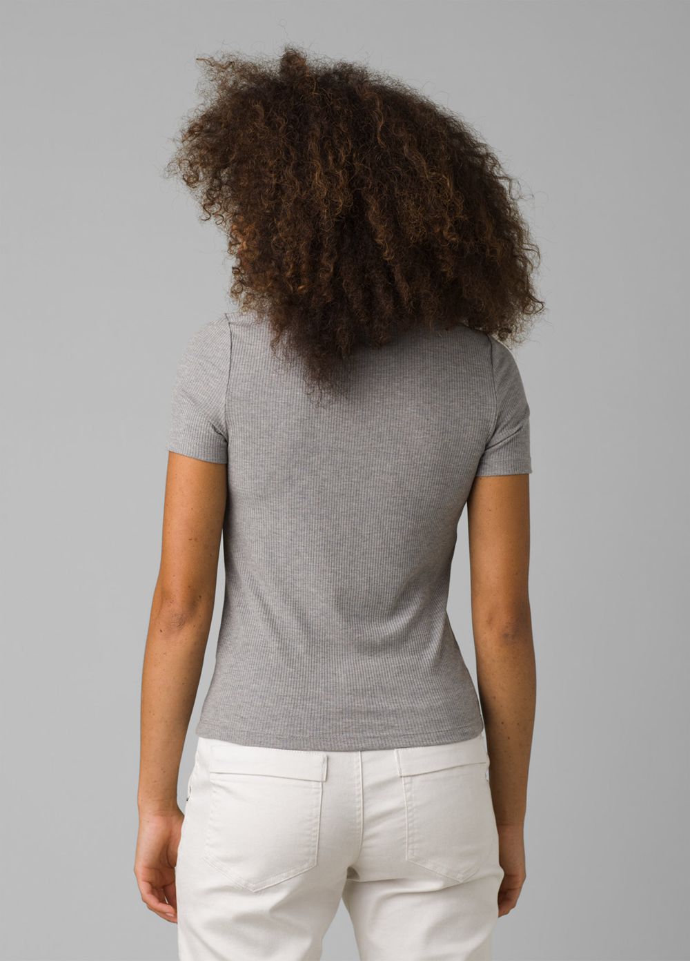 Grey Women's PrAna Foundation Rib T-Shirts | 78521-DLCA